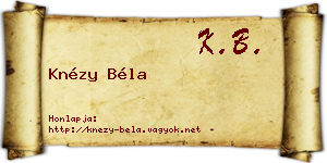 Knézy Béla névjegykártya